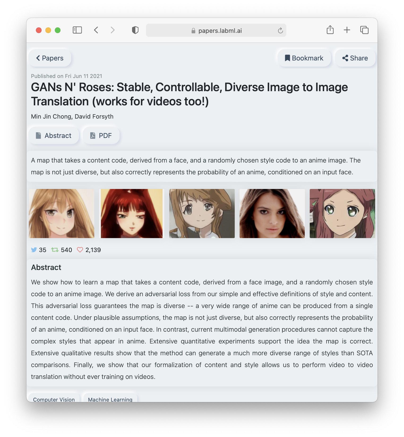 Screenshot of GANs N' Roses Paper
